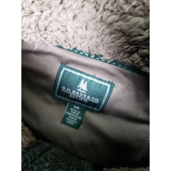 GH Bass Sweater Mens Large L 1/4 Snap Button High Neck Collar Fleece Herringbone - Picture 8 of 13